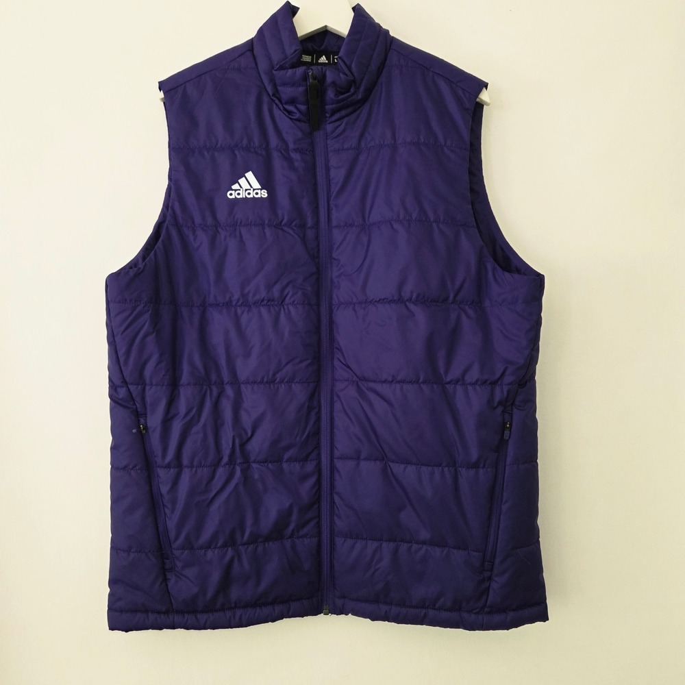 Adidas Puffer Vest Purple Padded Full Zip Sleeveless Jacket Mens Large